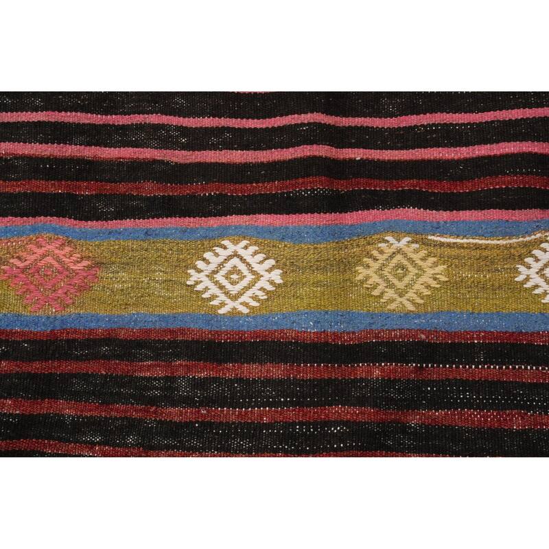 Hand Woven Oriental 100% Wool Carpet Southwestern Tribal Multi-Colored Kilim Area Rug - 10' 2'' X 6' 6''