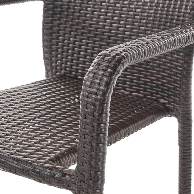 Dover Outdoor Wicker Armed Lightweight Stacking Chairs (Set of 4)
