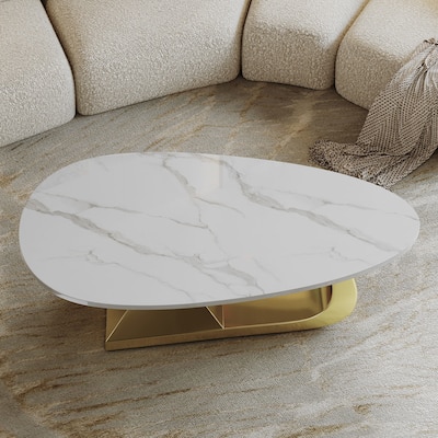 Modern Sintered Stone Coffee Table Stylish Coffee Table Living Room Centerpiece with Base, for Living Rooms