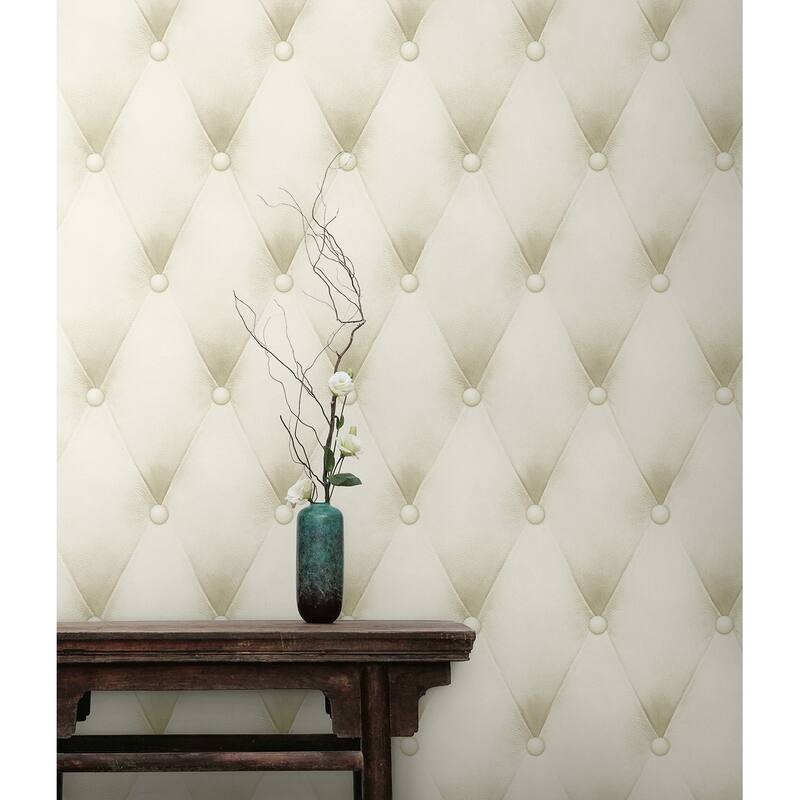 Seabrook Designs Vivienne Faux Tufting Unpasted Wallpaper