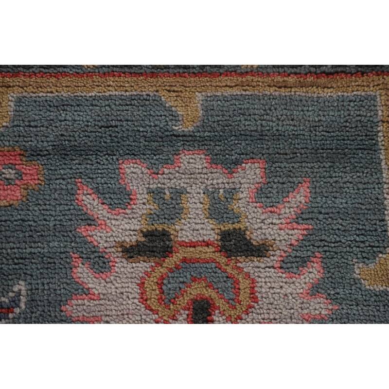 All-Over Floral Oushak Indian Area Rug Handmade Wool Carpet - 9'1"x 11'9"