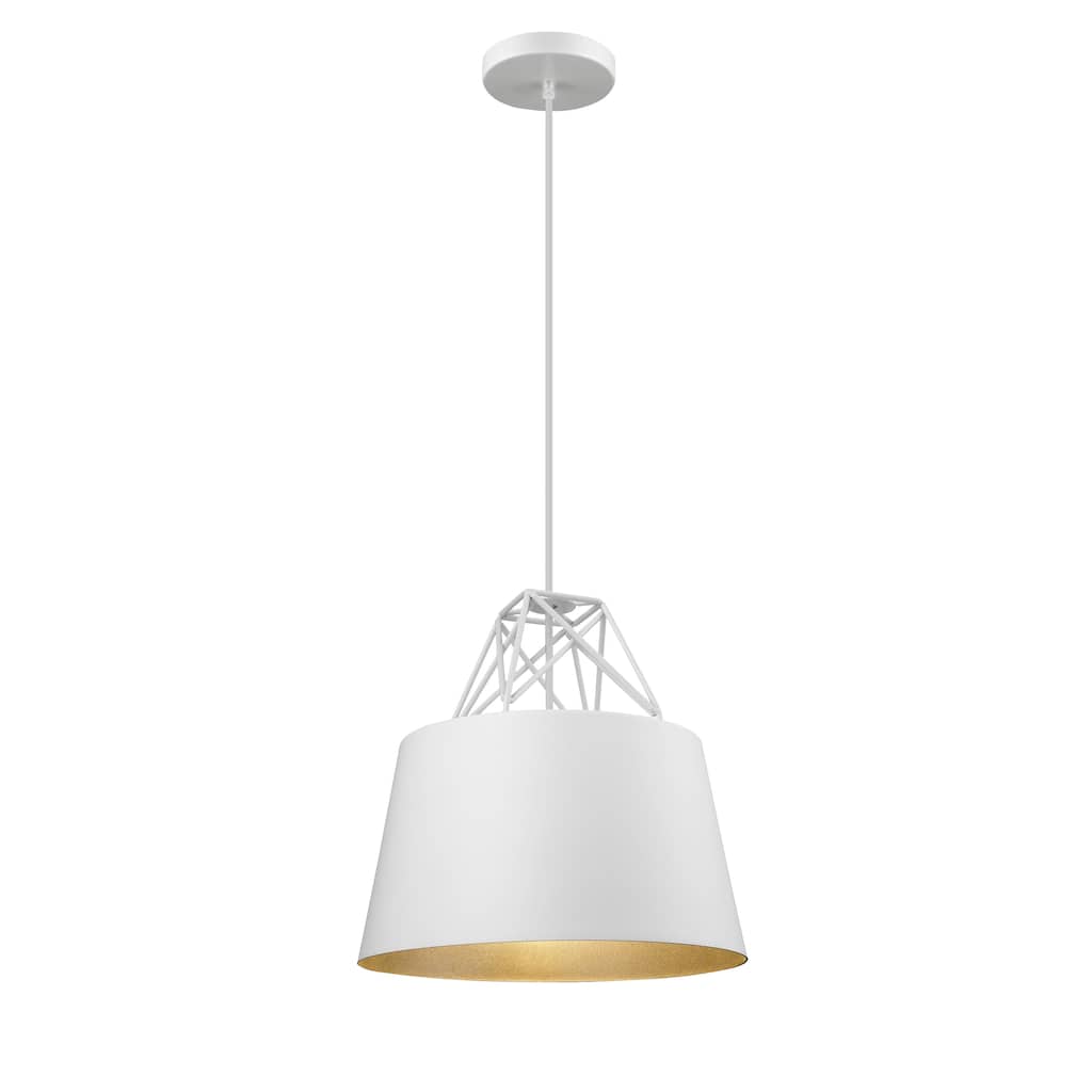 1-Light White Pendant With A Metal Shade