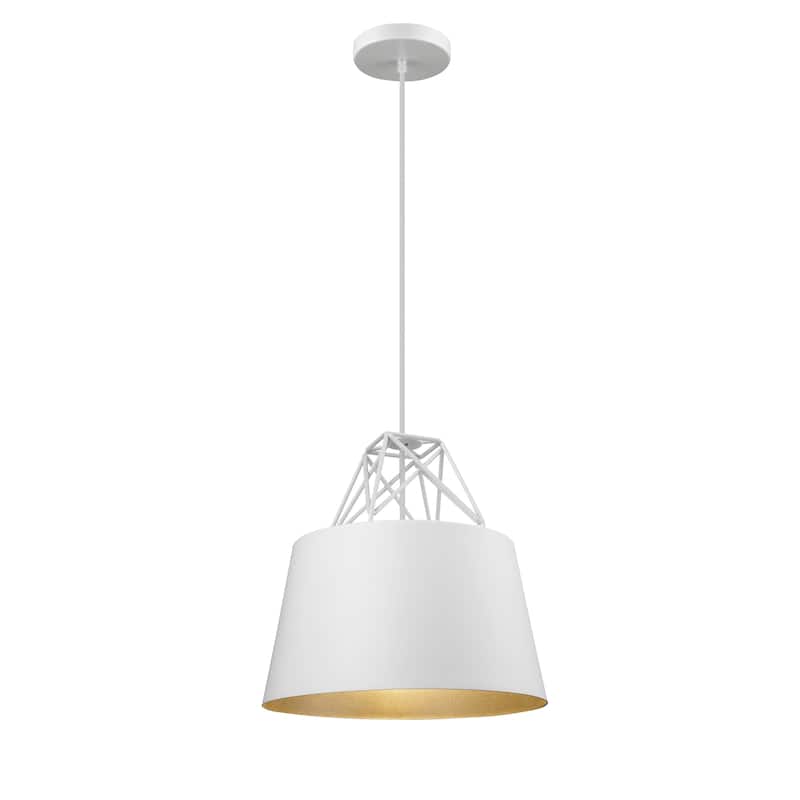1-Light White Pendant With A Metal Shade