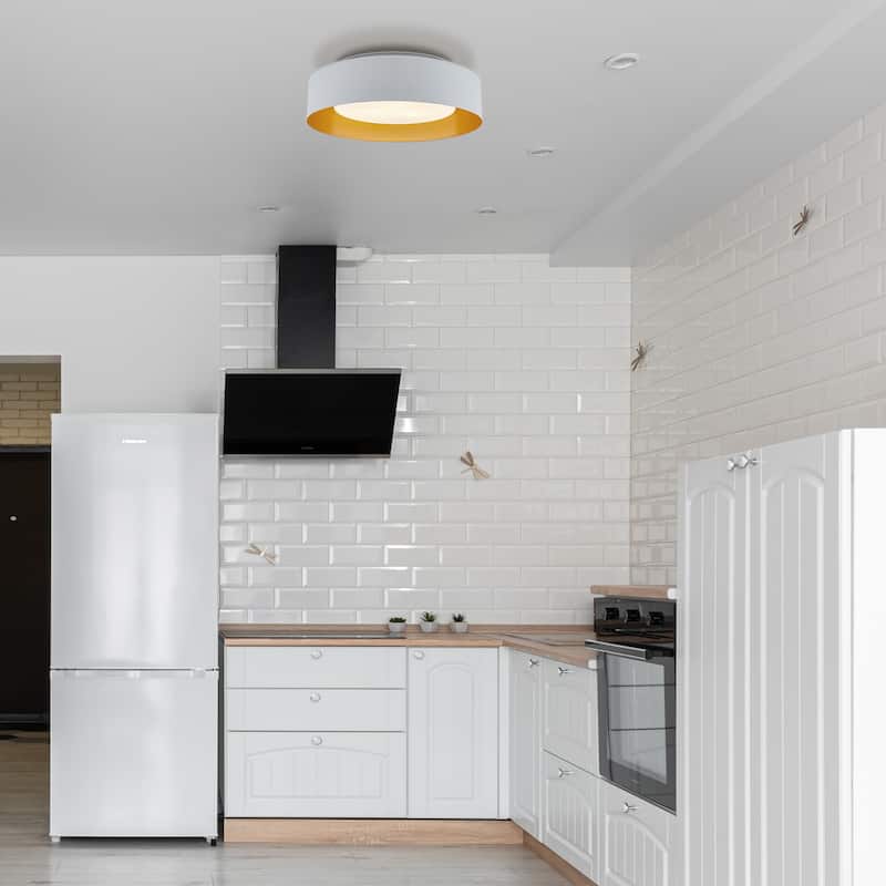 White And Gold Modern Ceiling Light 16 inch - 16"