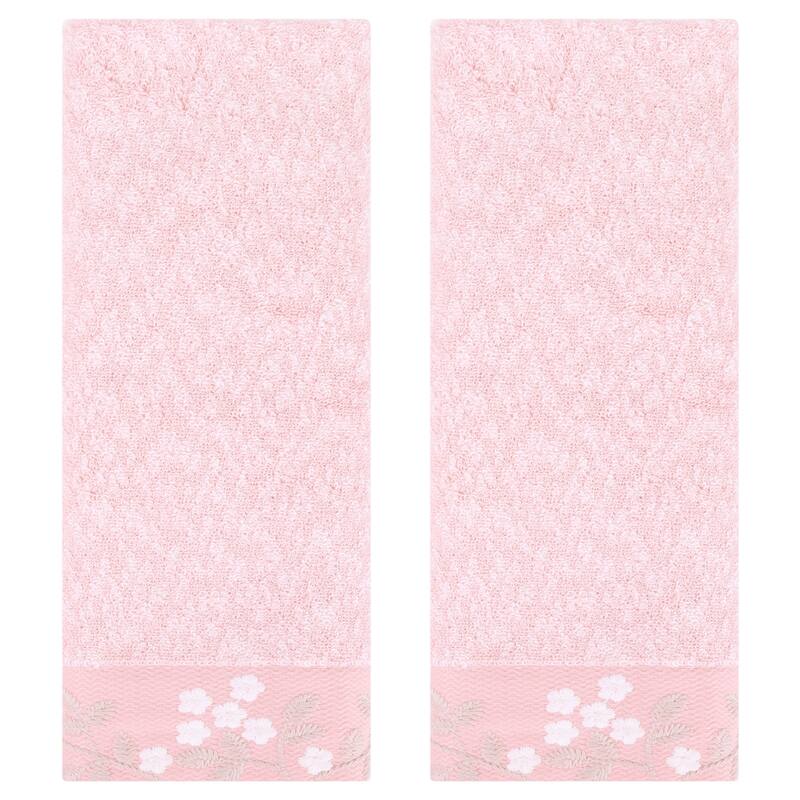 Floral Embroidered Hand Towels, Pure Cotton Soft Absorbent Towel Set for Bath, Kitchen, Spa, Gym, Home Decor