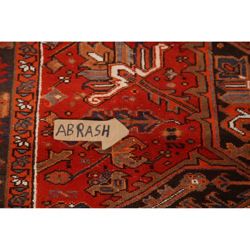 Hand Knotted Oriental 100% Wool Carpet Traditional Medallion Oranges & Rust Heriz Area Rug - 11' 7'' X 8' 4''