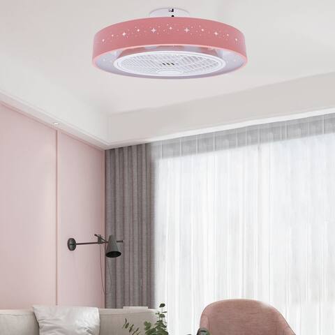 LED Low Profile Enclosed Ceiling Fan with Light and Remote