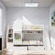 preview thumbnail 2 of 7, Twin Over Twin Castle Style Bunk Bed Kids Bed with 2 Drawers 3 Shelves and Slide Kids Furniture, White