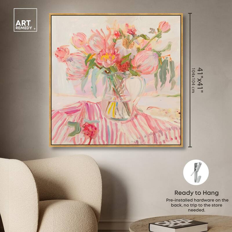 Candy Stripe Bloom Canvas by Art Remedy