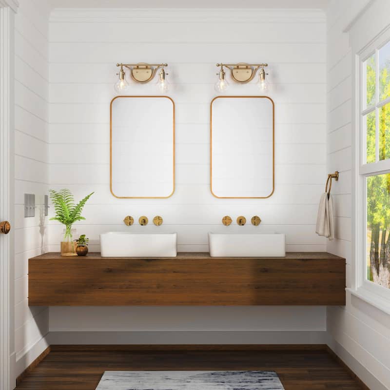 Carson Carrington Modern 2/3/4-Light Gold Bathroom Vanity Lights Glass Wall Sconces