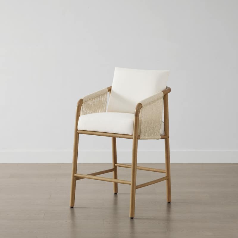 Lynn Counter Height Bar Stool with Braid Wood Arm Set of 2