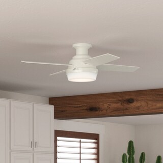 Hunter 44" Dempsey Flush Mount Ceiling Fan with LED Light, Handheld Remote - Modern, Contemporary, Transitional, Industrial