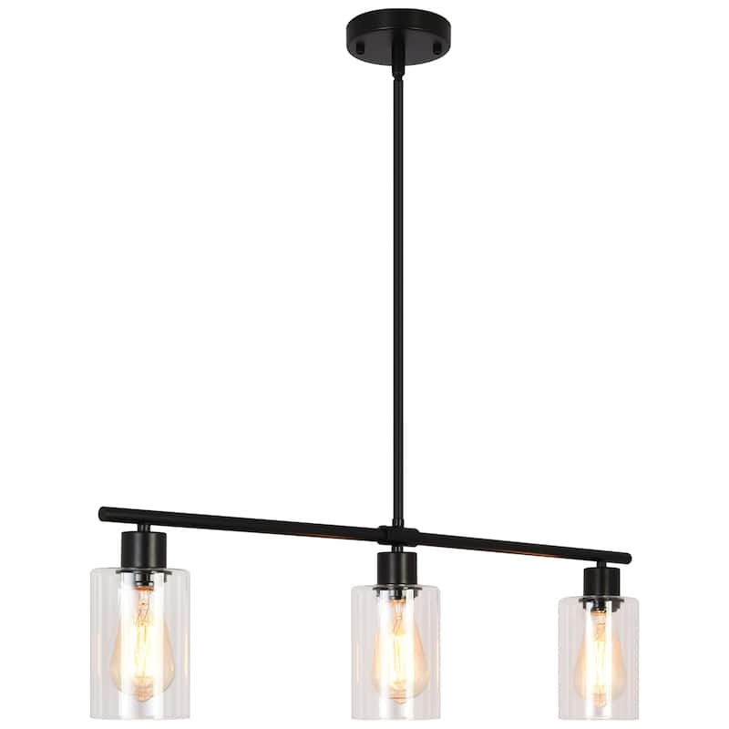 3-Light Adjustable Pendant Light Fixtures with Clear Glass Shade