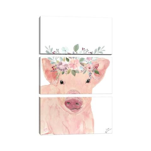 iCanvas "Pretty Pig" by Karen Barski 3-Piece Wall Art Set