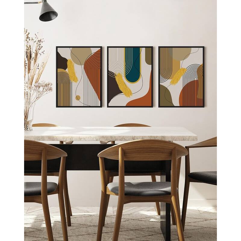 Abstract Framed Wall Art Modern Minimalist Luxury Gold Line Artwork