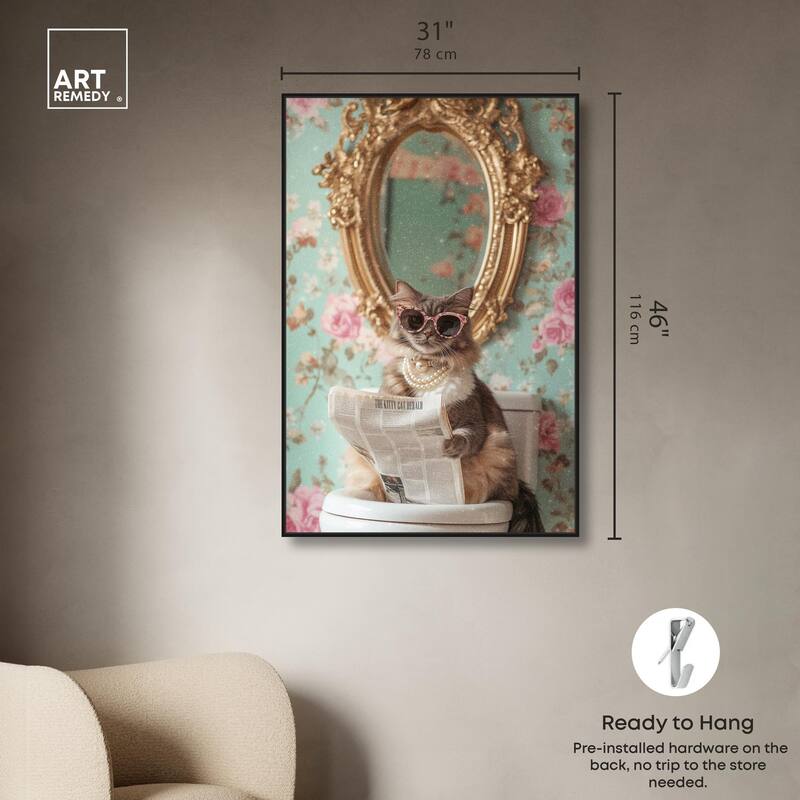 Ornate Kitty Toilet Time Canvas by Art Remedy