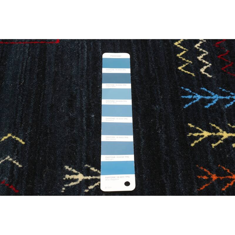 ECARPETGALLERY Hand Loomed Kashkuli Gabbeh Dark Blue Wool Rug - 4'11 x 7'11