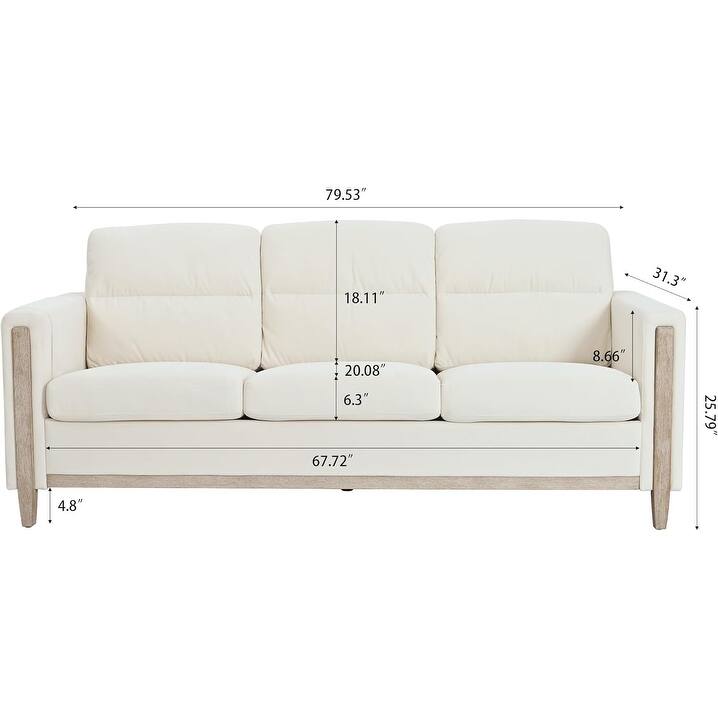 79.5" Sofa Couch Modern 3-Seater Sofa with Cushions Armrest Side Pocket for Living Room