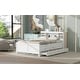preview thumbnail 5 of 26, Full Size Platform Kids Bed Frame with Storage Headboard, USB, Twin Size Trundle and 3-Drawers for Bedroom, White