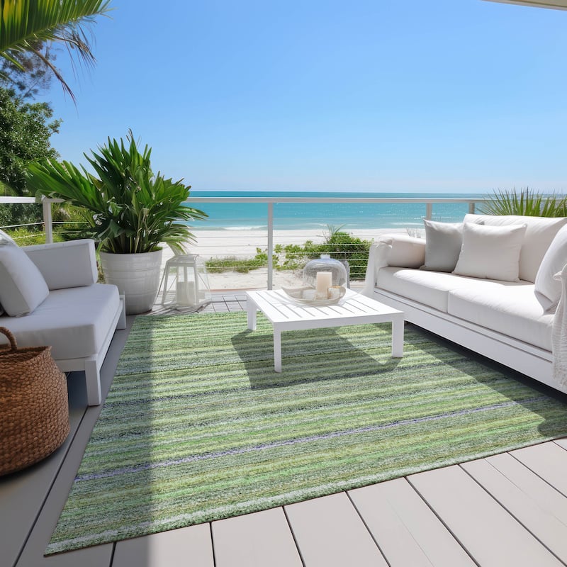 Machine Washable Indoor/ Outdoor Chantille Stripes Rug