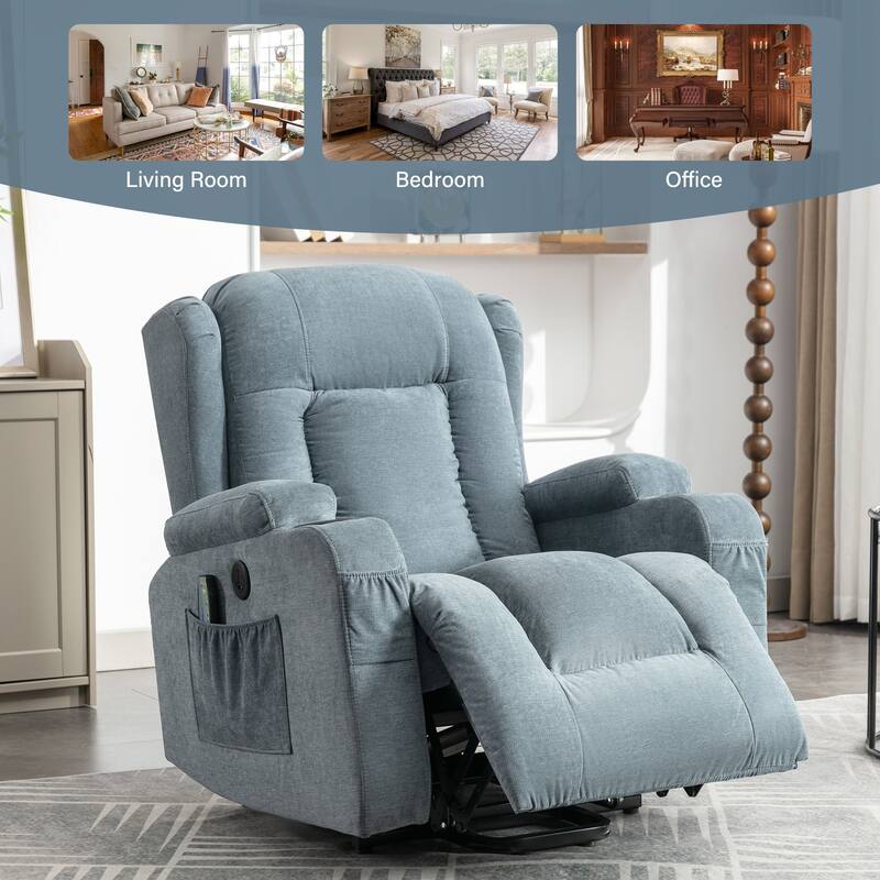 Power Lift Recliner Chair Recliners for Elderly with Heat for Living Room with Infinite Position and Side Pocket,USB Charge Port
