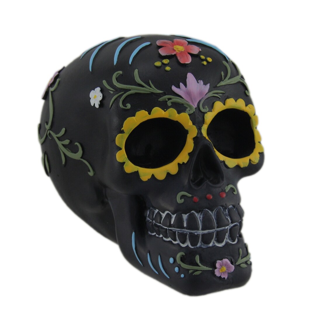 Shop Hand Painted Black Day Of The Dead Sugar Skull Statue 4 25