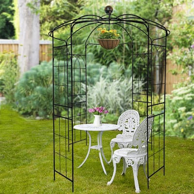 Black Garden Arch Birdcage Shape Pergola Pavilion