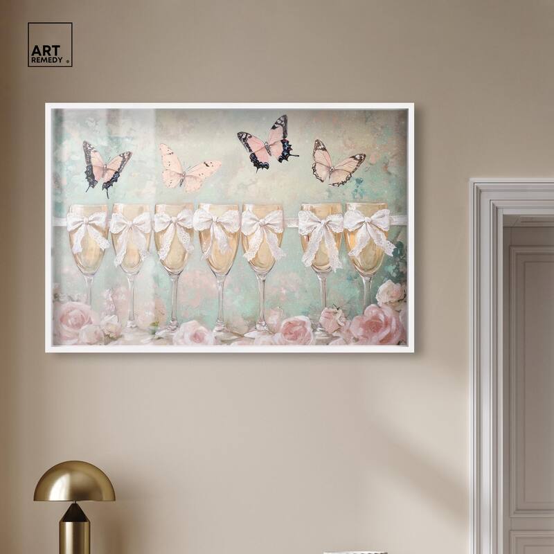 Champagne Mint and Pink Glass Shadowbox by Art Remedy
