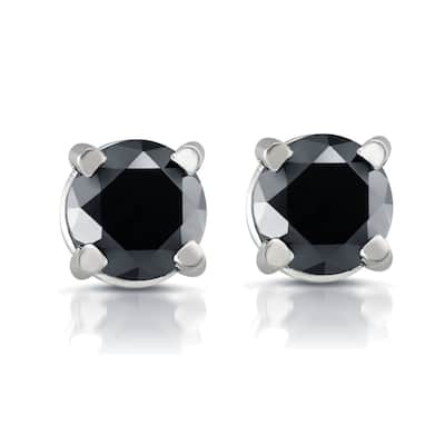 White Gold 1/2ct Round Cut Black Diamond Studs