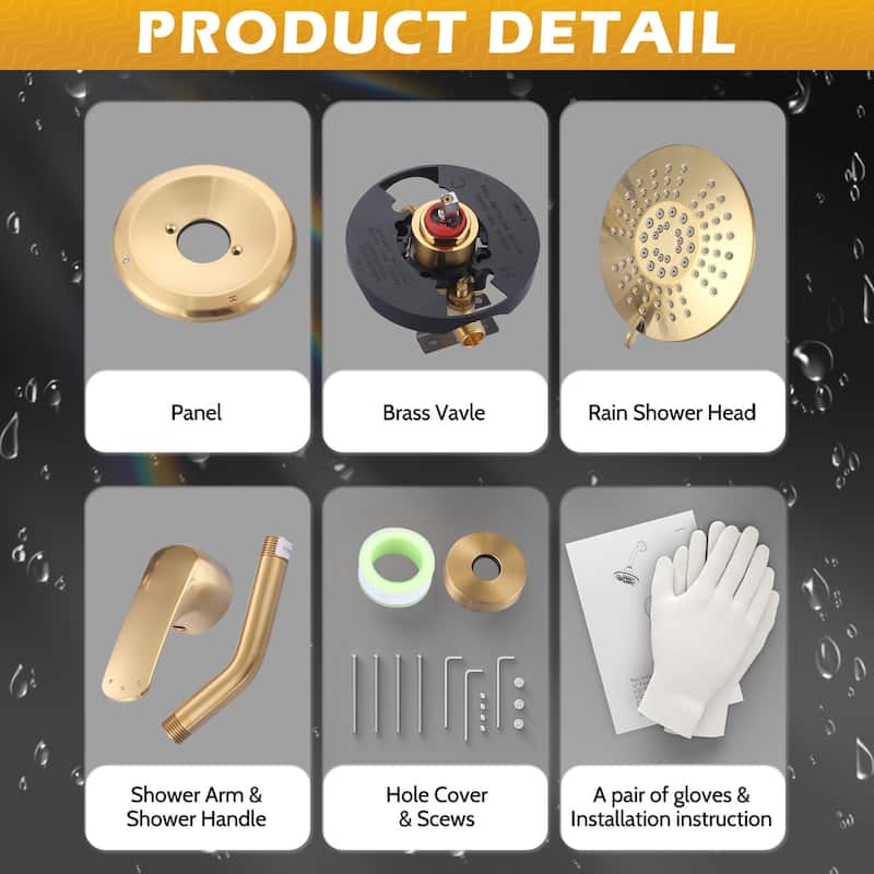 WOWOW Single Handle 5-Spray Round Shower Faucet with Valve