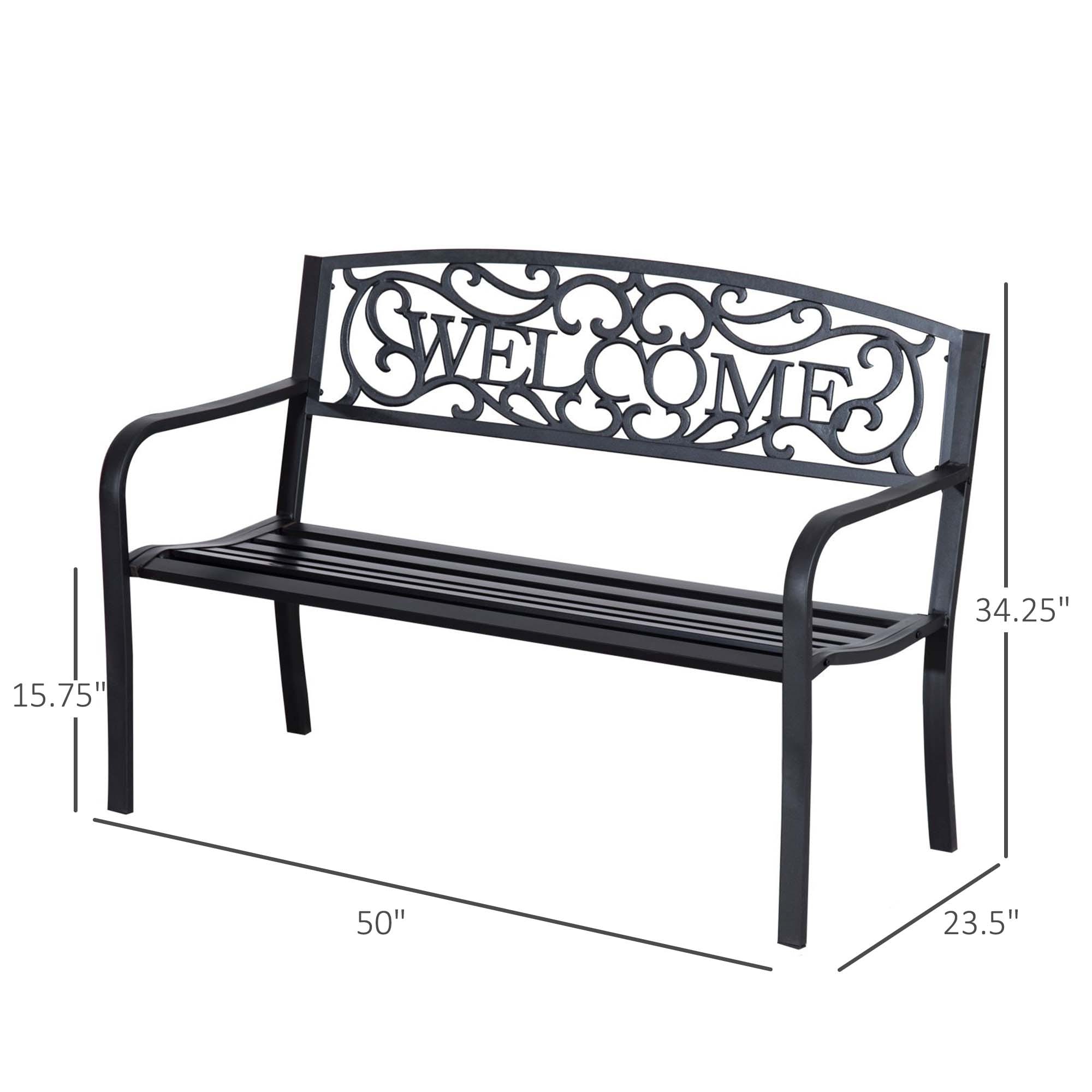 Garden Bench Loveseat With Cast Iron Decorative Vines For Welcoming Outdoor Decor