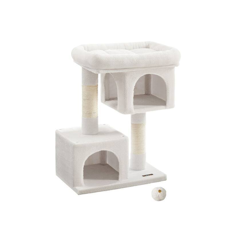 Plush Multi-Level Cat Tower with 2 Spacious Cat Caves and Scratching Posts