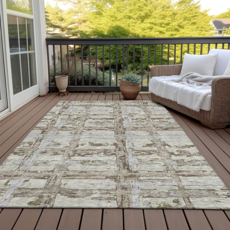 Machine Washable Indoor/ Outdoor Chantille Abstract Contemporary Rug - Taupe - 2'6" x 3'10"