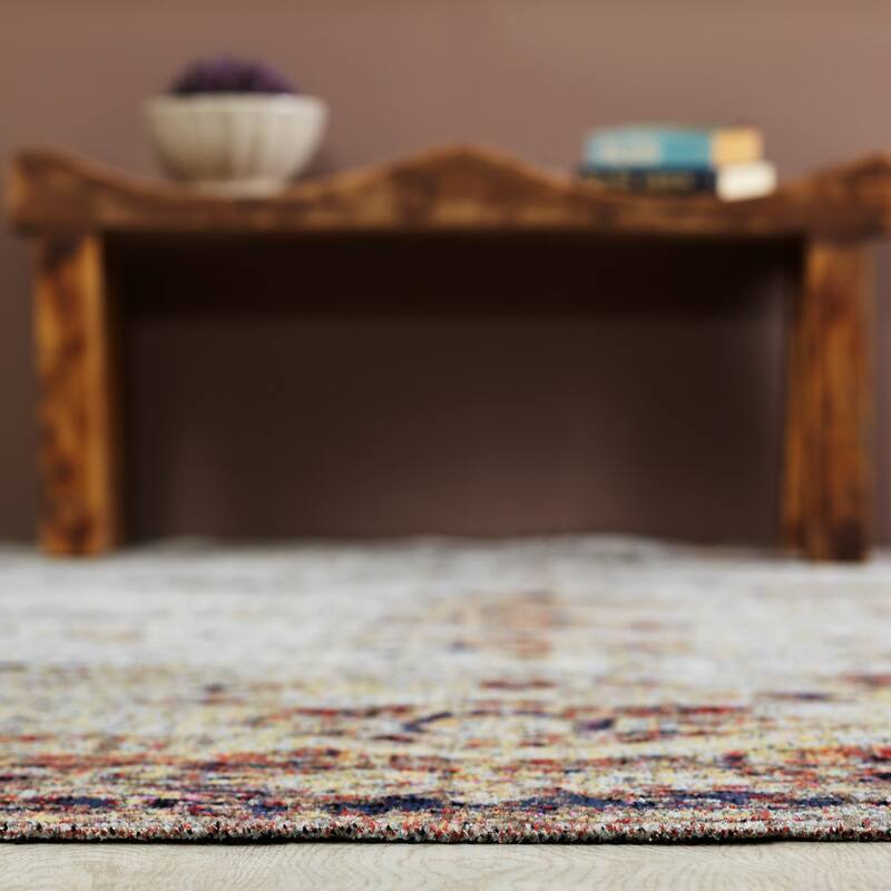 Porch & Den Postrio Distressed Grey Oriental Indoor/Outdoor Area Rug