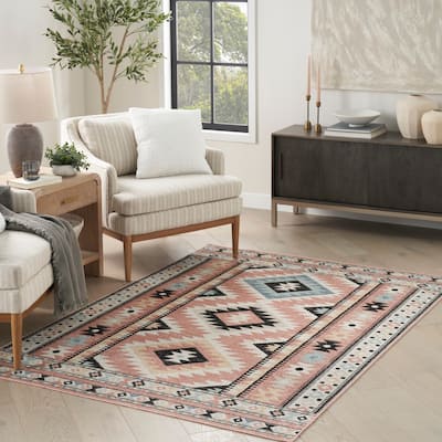 Nourison Washable Beauty Machine Washable Indoor only Multicolored Geometric Area Rug
