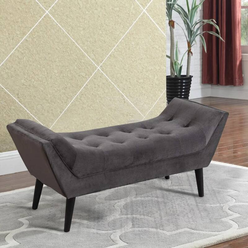 Andeworld end of bed bench Entryway Bench Modern Fabric Footstool for Hallway with Wooden Legs - Black