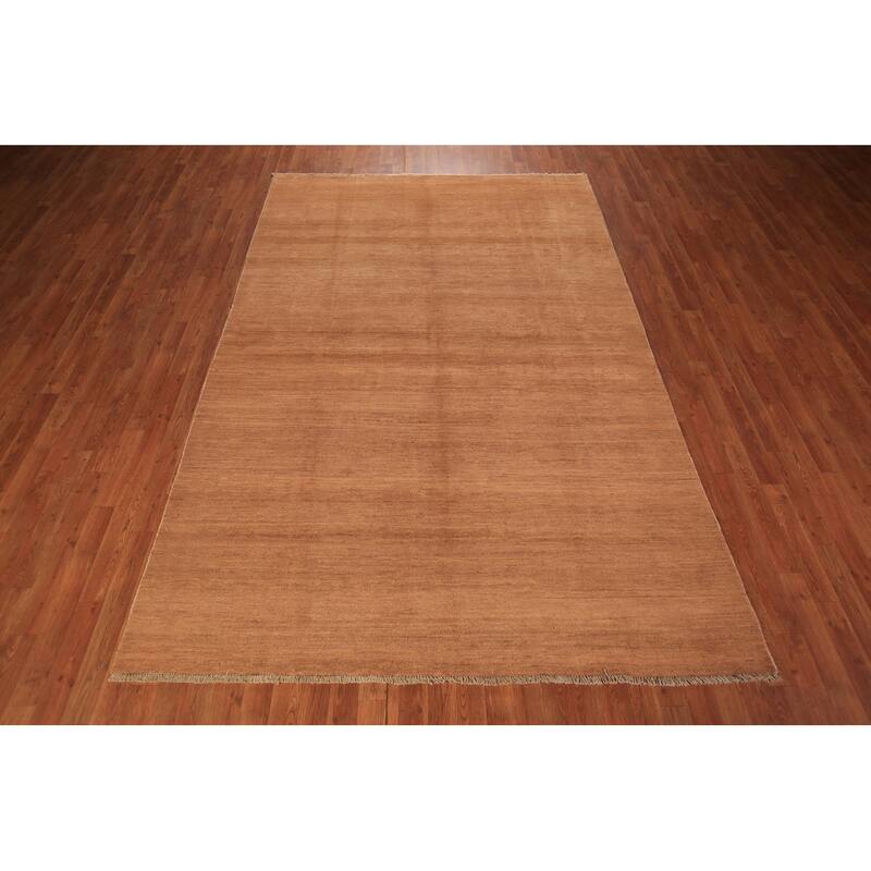 Modern Gabbeh Oriental Area Rug Handmade Solid Wool Carpet - 6'7" x 9'10"
