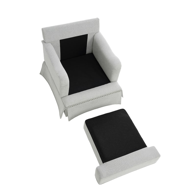 Skirted Swivel Accent Nailhead Barrel Chair