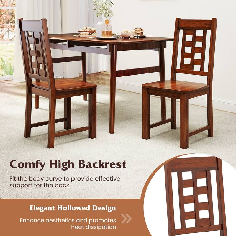 Gymax Dining Chairs Set of 4 w/Solid Rubber Wood Frame Elegant
