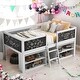 preview thumbnail 14 of 24, Twin Size Low Loft Bed with Movable Shelves and Ladder,Guardrail Chalkboard,Space Saving,4 Chalkboards Set On 3 Sides,Gray White