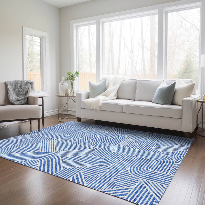 Machine Washable Indoor/ Outdoor Chantille Contemporary Geo Rug