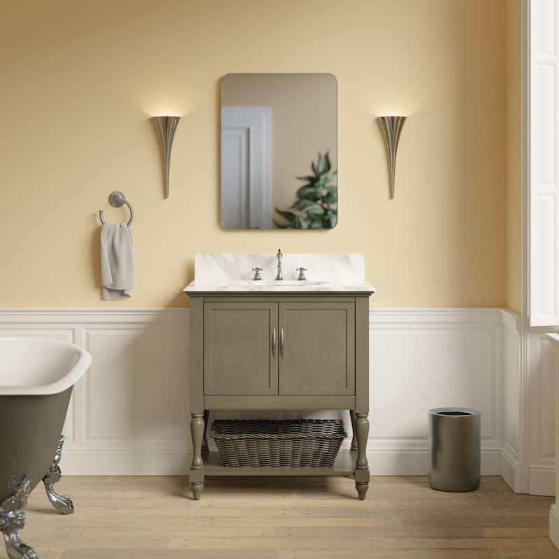 KitchenBathCollection Beverly 30" BathroomVanity w/ Carrara Marble Top