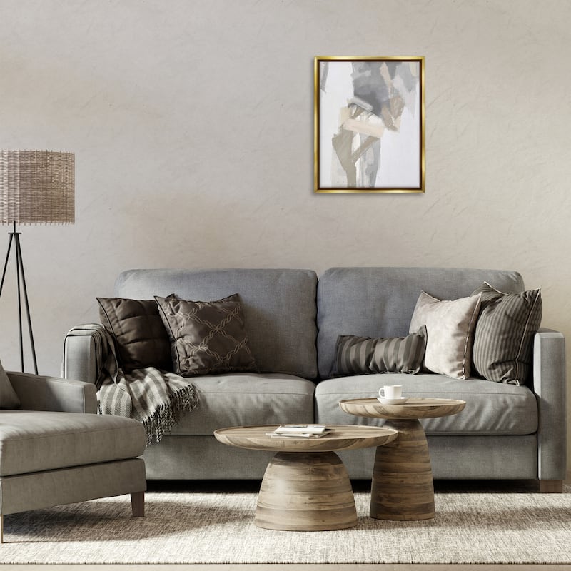 Stupell Elegant Grey & Beige Streaks Framed Floater Canvas Wall Art Design By Rachel Springer