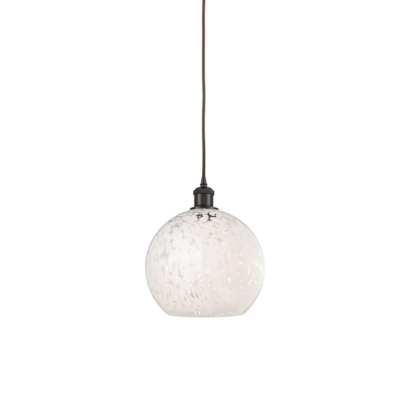 Innovations Lighting 516-1P-12-10 White Mouchette Pendant White - Oil Rubbed Bronze