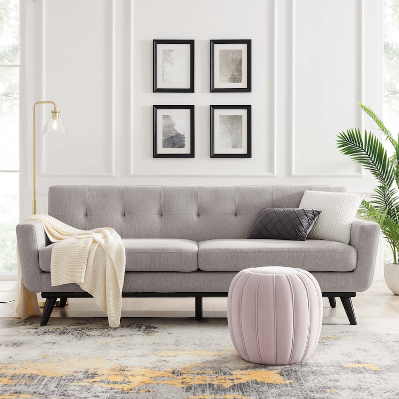 Engage Herringbone Fabric Sofa - Light Gray