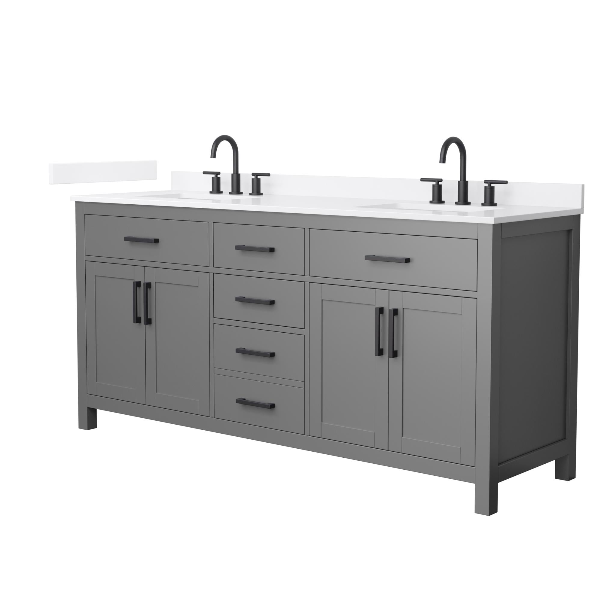 Wyndham Collection Beckett 72-inch Double Vanity, Quartz Top