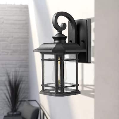 Outdoor Wall Lantern, 1-Light Black/White Outdoor Wall Sconce