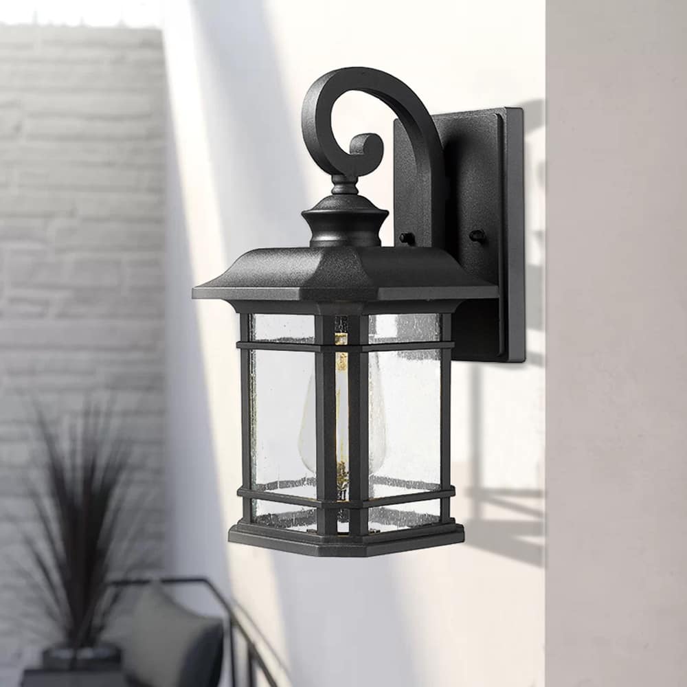Outdoor Wall Lantern, 1-Light Black/White Outdoor Wall Sconce