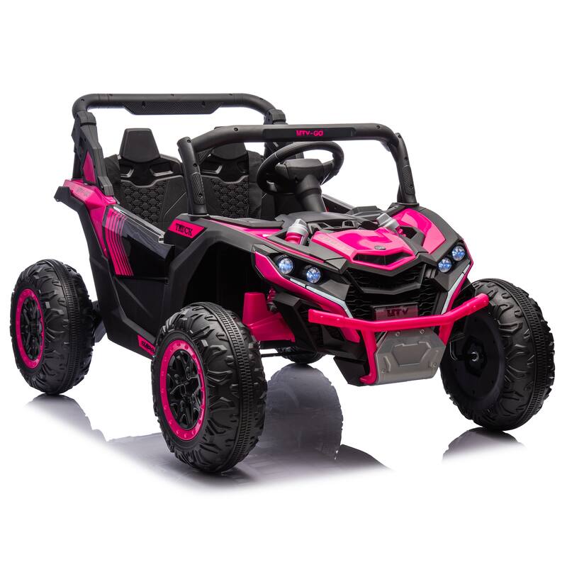 Electric Vehicle for Kids with Parent Remote Control, Ride on Car with Seat Belt, Pink Off-Road Vehicle with Battery Indicator