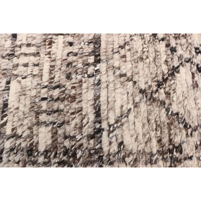 ECARPETGALLERY Hand-knotted Tangier Cream, Taupe Wool Rug - 5'5 x 7'7